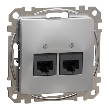   Schneider ÚJ SEDNA 2xRJ45 Cat6A UTP aljzat, alumínium, SDD113467