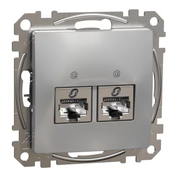   Schneider ÚJ SEDNA 2xRJ45 Cat6A STP aljzat, alumínium, SDD113467S