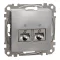 Schneider ÚJ SEDNA 2xRJ45 Cat6A STP aljzat, alumínium, SDD113467S