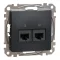 Schneider ÚJ SEDNA 2xRJ45 Cat5e UTP aljzat, antracit, SDD114452