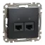 Schneider ÚJ SEDNA 2xRJ45 Cat5e UTP aljzat, antracit, SDD114452