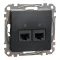 Schneider ÚJ SEDNA 2xRJ45 Cat6 UTP aljzat, antracit, SDD114462