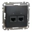 Schneider ÚJ SEDNA 2xRJ45 Cat6 UTP aljzat, antracit, SDD114462