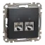 Schneider ÚJ SEDNA 2xRJ45 Cat6 STP aljzat, antracit, SDD114462S