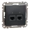 Schneider ÚJ SEDNA 2xRJ45 Cat6A UTP aljzat, antracit, SDD114467