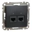 Schneider ÚJ SEDNA 2xRJ45 Cat6A UTP aljzat, antracit, SDD114467