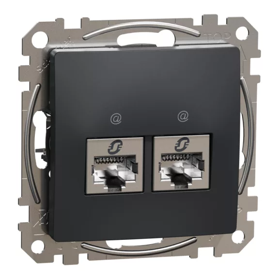 Schneider ÚJ SEDNA 2xRJ45 Cat6A STP aljzat, antracit, SDD114467S Schneider ÚJ SEDNA 2xRJ45 Cat6A STP aljzat, antracit, SDD114467S