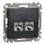 Schneider ÚJ SEDNA 2xRJ45 Cat6A STP aljzat, antracit, SDD114467S