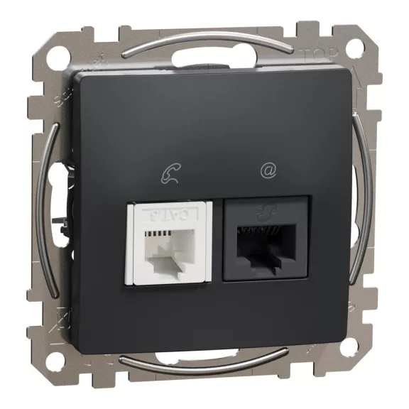 Schneider ÚJ SEDNA RJ11/RJ45 Cat6 UTP kombinált aljzat, antracit, SDD114468 Schneider ÚJ SEDNA RJ11/RJ45 Cat6 UTP kombinált aljzat, antracit, SDD114468