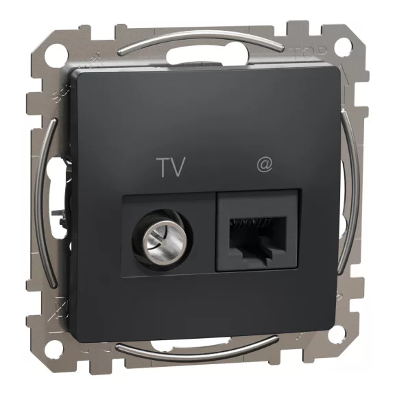 Schneider ÚJ SEDNA TV/RJ45 Cat6 UTP kombinált aljzat, antracit, SDD114469T Schneider ÚJ SEDNA TV/RJ45 Cat6 UTP kombinált aljzat, antracit, SDD114469T