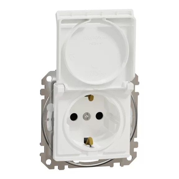 Schneider ÚJ SEDNA 2P+F csatlakozóaljzat biztonsági zsaluval, csapófedeles, rugós bekötés, IP44, fehér, SDD211024 Schneider ÚJ SEDNA 2P+F csatlakozóaljzat biztonsági zsaluval, csapófedeles, rugós bekötés, IP44, fehér, SDD211024