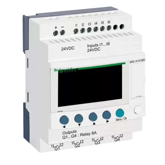 Schneider Kompakt okosrelé Zelio Logic - 10 I O - 24 V DC - óra nélkül - kijelző, SR2A101BD Schneider Kompakt okosrelé Zelio Logic - 10 I O - 24 V DC - óra nélkül - kijelző, SR2A101BD