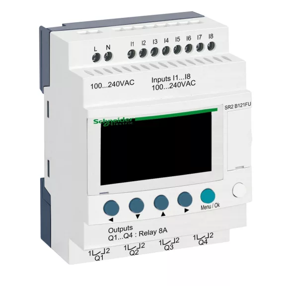 Schneider Kompakt okosrelé Zelio Logic - 12 I O - 100..240 V AC - óra - kijelző, SR2B121FU Schneider Kompakt okosrelé Zelio Logic - 12 I O - 100..240 V AC - óra - kijelző, SR2B121FU