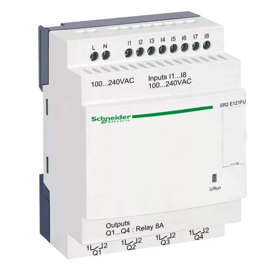 Schneider Kompakt okosrelé Zelio Logic - 12 I O - 100..240 V AC - óra - kijelző nélkül, SR2E121FU Schneider Kompakt okosrelé Zelio Logic - 12 I O - 100..240 V AC - óra - kijelző nélkül, SR2E121FU