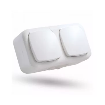 Stilo Aqua 2x2p+F falon kívüli vízmentes IP54 dupla dugalj, Stilo STI320