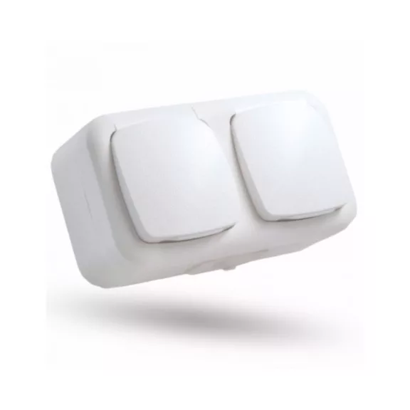 Stilo Aqua 2x2p+F falon kívüli vízmentes IP54 dupla dugalj, Stilo STI320 Stilo Aqua 2x2p+F falon kívüli vízmentes IP54 dupla dugalj, Stilo STI320