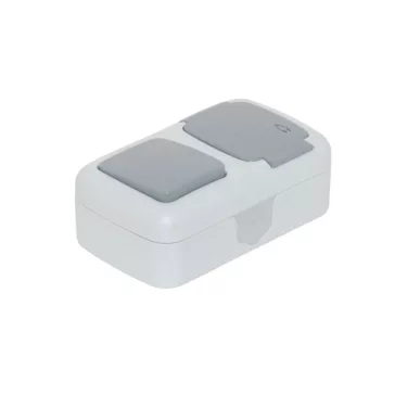   TP Csengő kapcsoló + 220V dugalj, fedéllel, vízszintes, IP54, 3201-104-0601