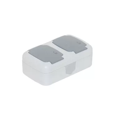   TP Dupla 220V dugalj, fedéllel, vízszintes, IP54, 3201-125-0601