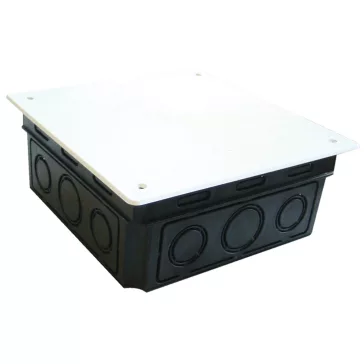   Tracon Perforált süllyesztett kötődoboz, négyzetes, fekete, 100(116)x51.5mm, IP44, D100X100