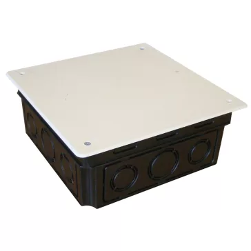  Tracon Perforált süllyesztett kötődoboz, négyzetes, fekete, 150(166)x65.3mm, IP44, D150X150