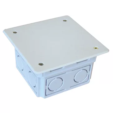  Tracon Perforált süllyesztett kötődoboz, négyzetes, fekete, 76(97)x51.5mm, IP44, D80X80