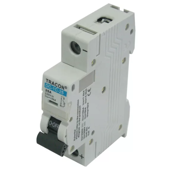 Tracon Egyenáramú kismegszakító PV rendszerekhez, 500V 6KA 1 pólus, C20A, DC-1C-20 Tracon Egyenáramú kismegszakító PV rendszerekhez, 500V 6KA 1 pólus, C20A, DC-1C-20