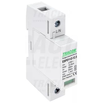   Tracon túlfeszültség levezető, T1+T2 AC típusú, cserélhető betéttel, ESPD1+2-12.5-1P
