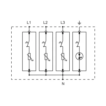   Tracon túlfeszültség levezető, T1+T2 AC típusú, cserélhető betéttel, ESPD1+2-12.5-3+1P