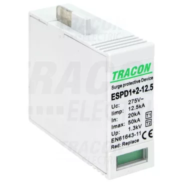   Tracon túlfeszültség levezető betét, T1+T2 AC típusú, 12.5 M, ESPD1+2-12.5M