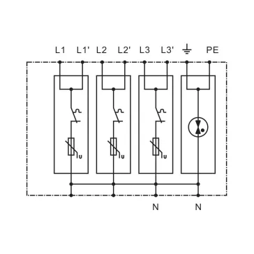  Tracon túlfeszültség levezető, T1+T2+T3 AC típusú, egybeépített, ESPD1+2+3-25-3+1P