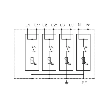   Tracon túlfeszültség levezető, T1+T2+T3 AC típusú, egybeépített, ESPD1+2+3-25-4P