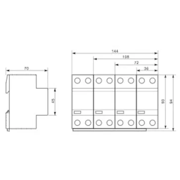   Tracon túlfeszültség levezető, T1+T2 AC típusú, egybeépített, ESPD1+2-50-1+1P