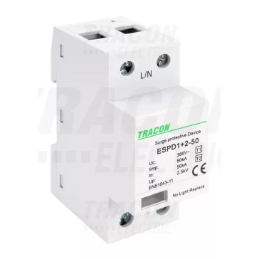   Tracon túlfeszültség levezető, T1+T2 AC típusú, egybeépített, ESPD1+2-50-1P