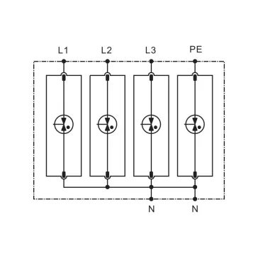   Tracon túlfeszültség levezető, T1+T2 AC típusú, egybeépített, ESPD1+2-50-3+1P