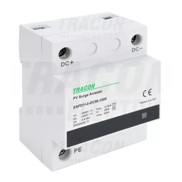   Tracon túlfeszültség levezető, T1+T2 DC típusú, egybeépített, ESPD1+2-DC50-1000
