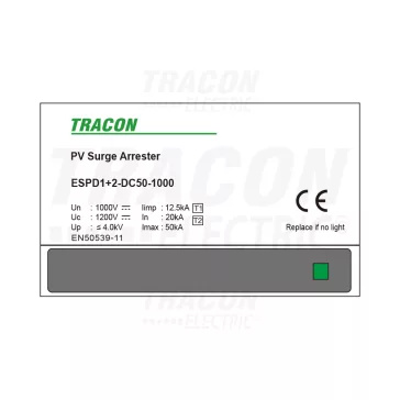   Tracon túlfeszültség levezető, T1+T2 DC típusú, egybeépített, ESPD1+2-DC50-1000