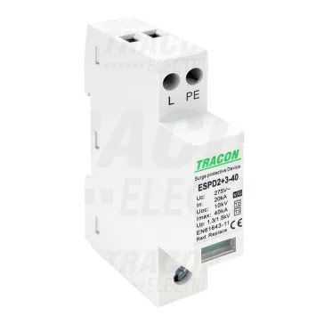   Tracon túlfeszültség levezető, T2+T3 AC típusú, egybeépített, ESPD2+3-40-1+1P