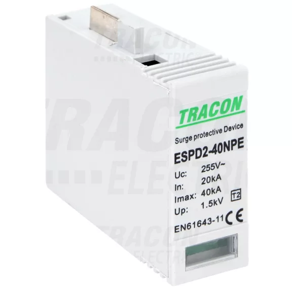 Tracon túlfeszültség levezető betét, T2 AC típusú, 40 NPE, ESPD2-40NPE Tracon túlfeszültség levezető betét, T2 AC típusú, 40 NPE, ESPD2-40NPE