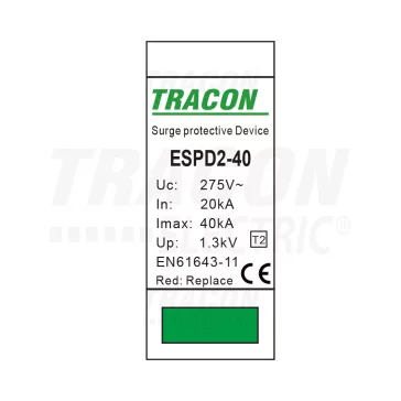   Tracon túlfeszültség levezető betét, T2 AC típusú, 40 NPE, ESPD2-40NPE