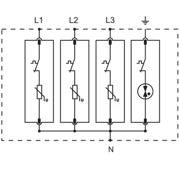   Tracon túlfeszültség levezető, T2 AC típusú, cserélhető betéttel, ESPD2-70-3+1P