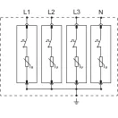 Tracon túlfeszültség levezető, T2 AC típusú, cserélhető betéttel, ESPD2-70-4P Tracon túlfeszültség levezető, T2 AC típusú, cserélhető betéttel, ESPD2-70-4P