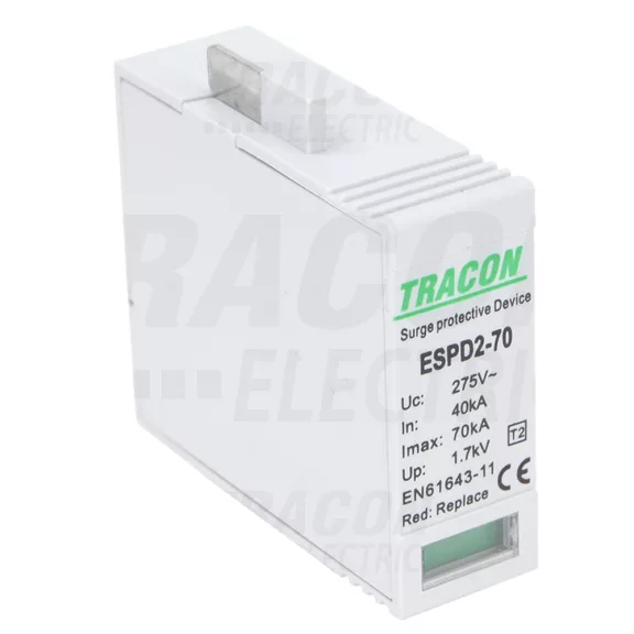 Tracon túlfeszültség levezető betét, T2 AC típusú, 70 M, ESPD2-70M Tracon túlfeszültség levezető betét, T2 AC típusú, 70 M, ESPD2-70M