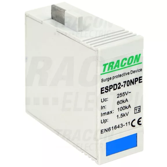 Tracon túlfeszültség levezető betét, T2 AC típusú, 70 NPE, ESPD2-70NPE Tracon túlfeszültség levezető betét, T2 AC típusú, 70 NPE, ESPD2-70NPE