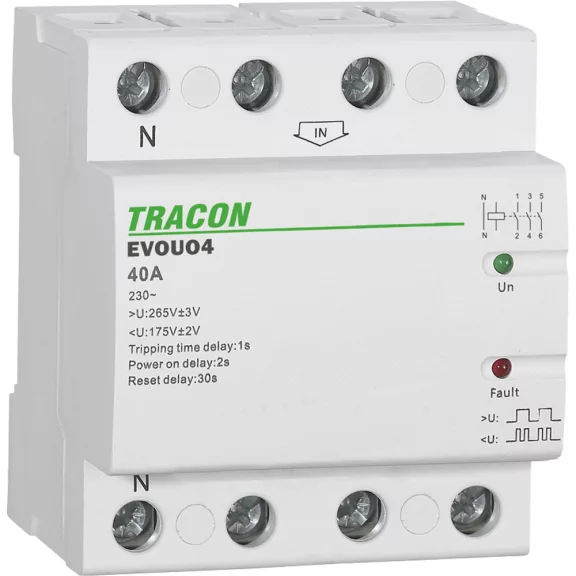 Tracon Aut. visszakapcsoló fesz. növekedési/csökkenési relé, EVOUO4 Tracon Aut. visszakapcsoló fesz. növekedési/csökkenési relé, EVOUO4