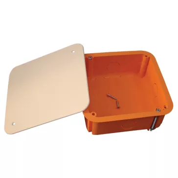 Tracon Gipszkarton süllyesztett kötődoboz, sima, fedéllel, narancssárga, 100x100x45mm, IP44, GD