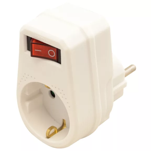 Tracon Csatlakozóaljzat adapter kapcsolóval, fehér, KACS1 Tracon Csatlakozóaljzat adapter kapcsolóval, fehér, KACS1