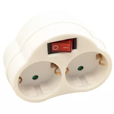 Tracon Csatlakozóaljzat adapter kapcsolóval, fehér, KACS2
