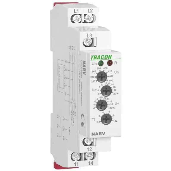 Tracon Feszültségfigyelő relé 3 fázisra AC 220-460V, NARV Tracon Feszültségfigyelő relé 3 fázisra AC 220-460V, NARV
