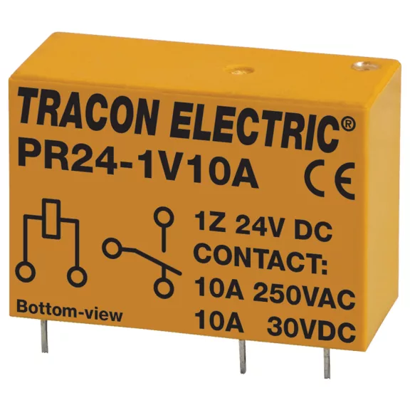 Tracon Print relé 1xCO érintkező 10A 24V DC, PR24-1V10A Tracon Print relé 1xCO érintkező 10A 24V DC, PR24-1V10A