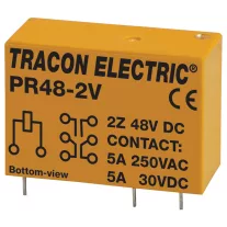 Tracon Print relé 2xCO érintkező 5A 48V DC, PR48-2V